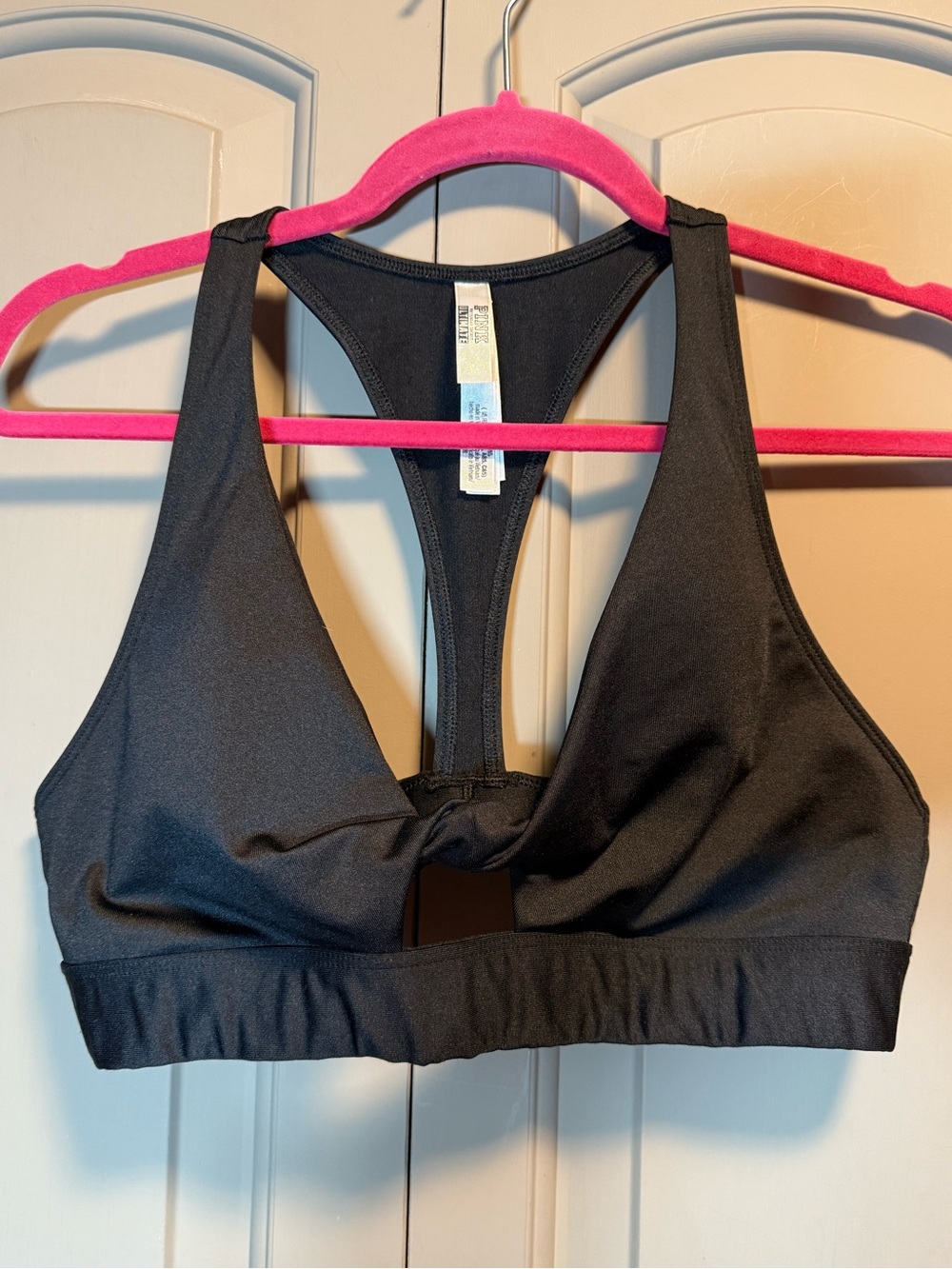 PINK Victoria's Secret Black Racerback Sports Bralette
